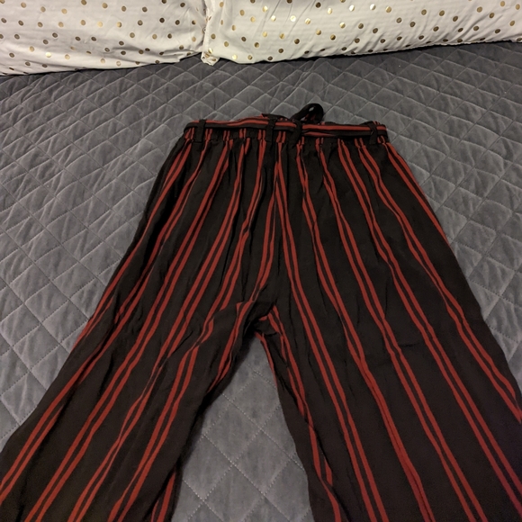 Torrid Black & Red Striped Wide Leg Linen Pants - Picture 3 of 3